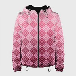 Куртка с капюшоном женская Розовый геометрический градиентный узор, цвет: 3D-черный