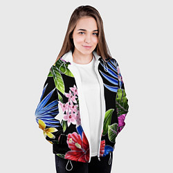 Куртка с капюшоном женская Floral vanguard composition Летняя ночь Fashion tr, цвет: 3D-белый — фото 2