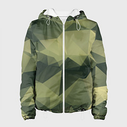 Куртка с капюшоном женская 3д полигоны - камуфляж, цвет: 3D-белый