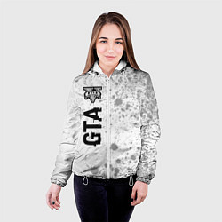 Куртка с капюшоном женская GTA Glitch на темном фоне, цвет: 3D-белый — фото 2