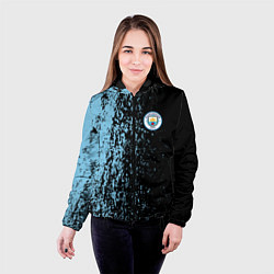 Куртка с капюшоном женская Manchester city манчестер сити голубые брызги, цвет: 3D-черный — фото 2