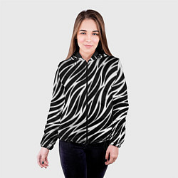 Куртка с капюшоном женская Волнистые Листы, цвет: 3D-черный — фото 2