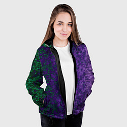 Куртка с капюшоном женская Marble texture purple green color, цвет: 3D-черный — фото 2