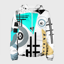 Куртка с капюшоном женская Абстрактный современный дизайн, цвет: 3D-белый