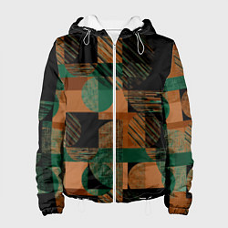 Куртка с капюшоном женская Текстурированный абстрактный, геометрический принт, цвет: 3D-белый