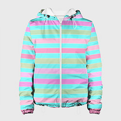 Женская куртка Pink turquoise stripes horizontal Полосатый узор