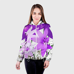 Куртка с капюшоном женская Flowers purple light, цвет: 3D-белый — фото 2