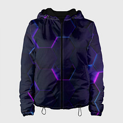 Куртка с капюшоном женская Фигурный фиолетовый фон, цвет: 3D-черный