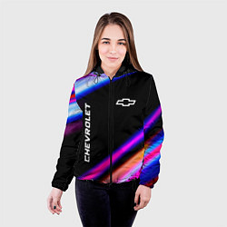 Куртка с капюшоном женская Chevrolet speed lights, цвет: 3D-черный — фото 2