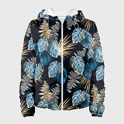 Куртка с капюшоном женская Свет неоновых листьев, цвет: 3D-белый