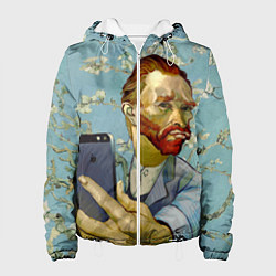 Куртка с капюшоном женская Ван Гог Селфи - Арт Портрет, цвет: 3D-белый