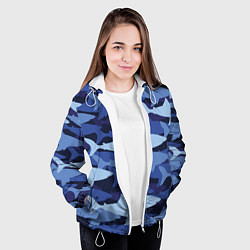 Куртка с капюшоном женская Акулий камуфляж - паттерн, цвет: 3D-белый — фото 2