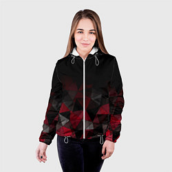 Куртка с капюшоном женская Черно-красный геометрический, цвет: 3D-белый — фото 2