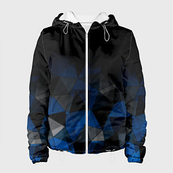 Куртка с капюшоном женская Черно-синий геометрический, цвет: 3D-белый