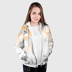 Куртка с капюшоном женская Однотонный белый и желто-серый геометрический, цвет: 3D-белый — фото 2