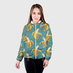 Куртка с капюшоном женская Леопардовый банан паттерн, цвет: 3D-белый — фото 2