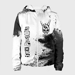 Куртка с капюшоном женская Sex Pistols и рок символ на светлом фоне, цвет: 3D-белый