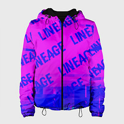 Куртка с капюшоном женская Lineage glitch text effect: паттерн, цвет: 3D-черный