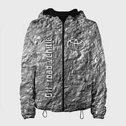 Куртка с капюшоном женская Логотип Тойоты на фоне скалы - внедорожник, цвет: 3D-черный