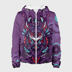 Куртка с капюшоном женская Японский стиль- узорная маска, цвет: 3D-белый