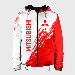 Куртка с капюшоном женская Mitsubishi - красная текстура, цвет: 3D-черный