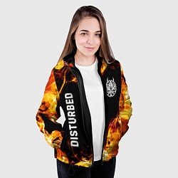 Куртка с капюшоном женская Disturbed и пылающий огонь, цвет: 3D-черный — фото 2