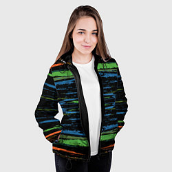 Куртка с капюшоном женская Мазки цветной краской paint strokes abstract, цвет: 3D-черный — фото 2