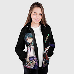 Куртка с капюшоном женская Адепт Сяо - Минимализм, цвет: 3D-черный — фото 2