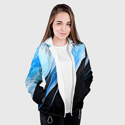 Куртка с капюшоном женская Тёмно-синий мрамор, цвет: 3D-белый — фото 2