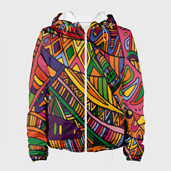 Куртка с капюшоном женская Психоделический узор, цвет: 3D-белый