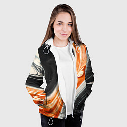Куртка с капюшоном женская Оранжевые разводы краски, цвет: 3D-белый — фото 2