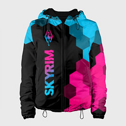 Куртка с капюшоном женская Skyrim - neon gradient: по-вертикали, цвет: 3D-черный