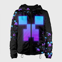 Куртка с капюшоном женская Minecraft градиент, цвет: 3D-черный