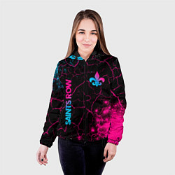 Куртка с капюшоном женская Saints Row - neon gradient: надпись, символ, цвет: 3D-черный — фото 2