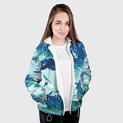 Куртка с капюшоном женская Несущиеся морские волны, цвет: 3D-белый — фото 2