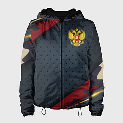 Женская куртка Герб России черно-красный камуфляж