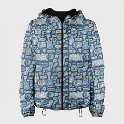 Куртка с капюшоном женская Музыкальные инструменты и стили музыки, цвет: 3D-черный