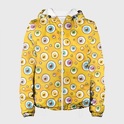 Куртка с капюшоном женская Глаза круглые разноцветные, цвет: 3D-белый