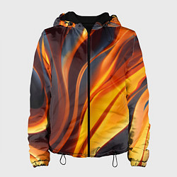 Куртка с капюшоном женская Плавные огненные узоры, цвет: 3D-черный