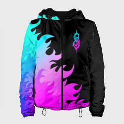 Куртка с капюшоном женская Slipknot неоновый огонь, цвет: 3D-черный