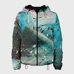 Женская куртка Абстрактный голубой туман, краски и блёстки