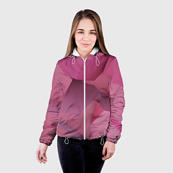 Куртка с капюшоном женская Розовые геометрические фигуры, цвет: 3D-белый — фото 2