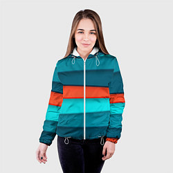 Куртка с капюшоном женская Геометрические непараллельные пластины, цвет: 3D-белый — фото 2