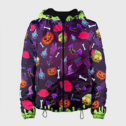 Куртка с капюшоном женская RIP halloween, цвет: 3D-черный