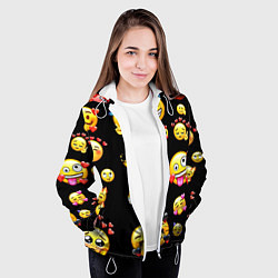 Куртка с капюшоном женская Влюбленные смайлы, цвет: 3D-белый — фото 2