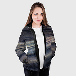 Куртка с капюшоном женская Волны блестящего тёмного песка, цвет: 3D-черный — фото 2