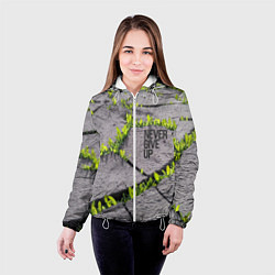 Куртка с капюшоном женская Never give up - никогда не сдавайся прорасти сквоз, цвет: 3D-белый — фото 2