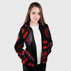 Куртка с капюшоном женская Игральные кости на черном фоне, цвет: 3D-черный — фото 2