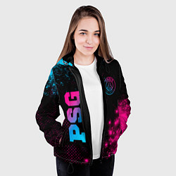 Куртка с капюшоном женская PSG - neon gradient: надпись, символ, цвет: 3D-черный — фото 2