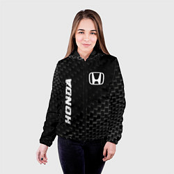Куртка с капюшоном женская Honda карбоновый фон, цвет: 3D-черный — фото 2